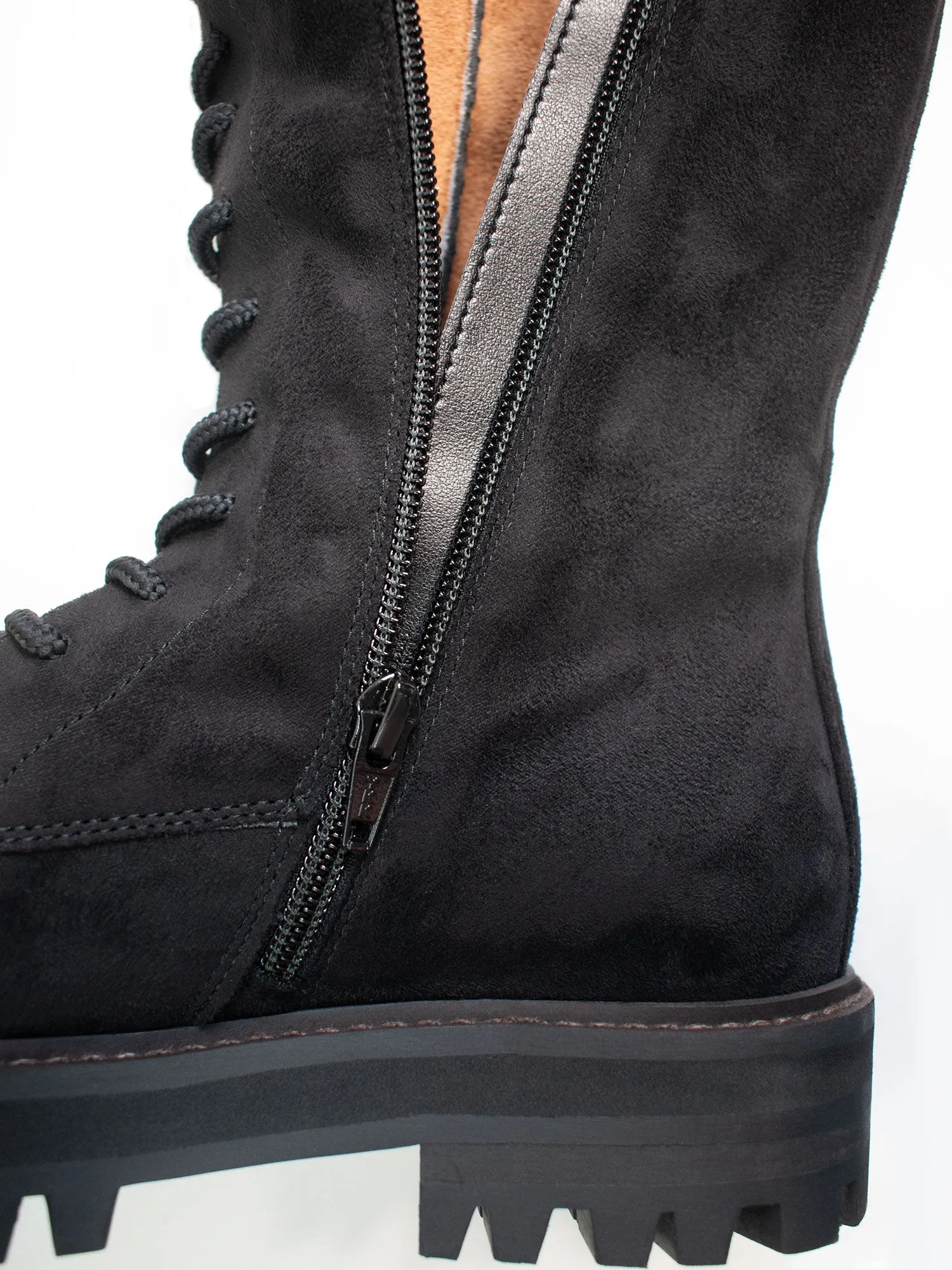 Lace-Up Vegan Suede High Boots Trail Mode Rain Ready