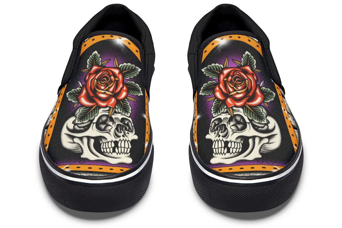 Furio Rose Skull Slip On Shoes material
