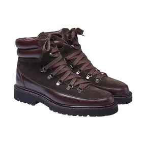 Annie Dark Brown Wax Calf & Earth Green Suede Clean Finish