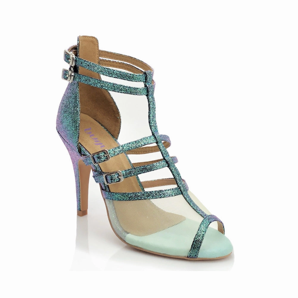 Arielle -  Mermaid look and mesh latin dance shoes (Street Sole) Walking Friendly