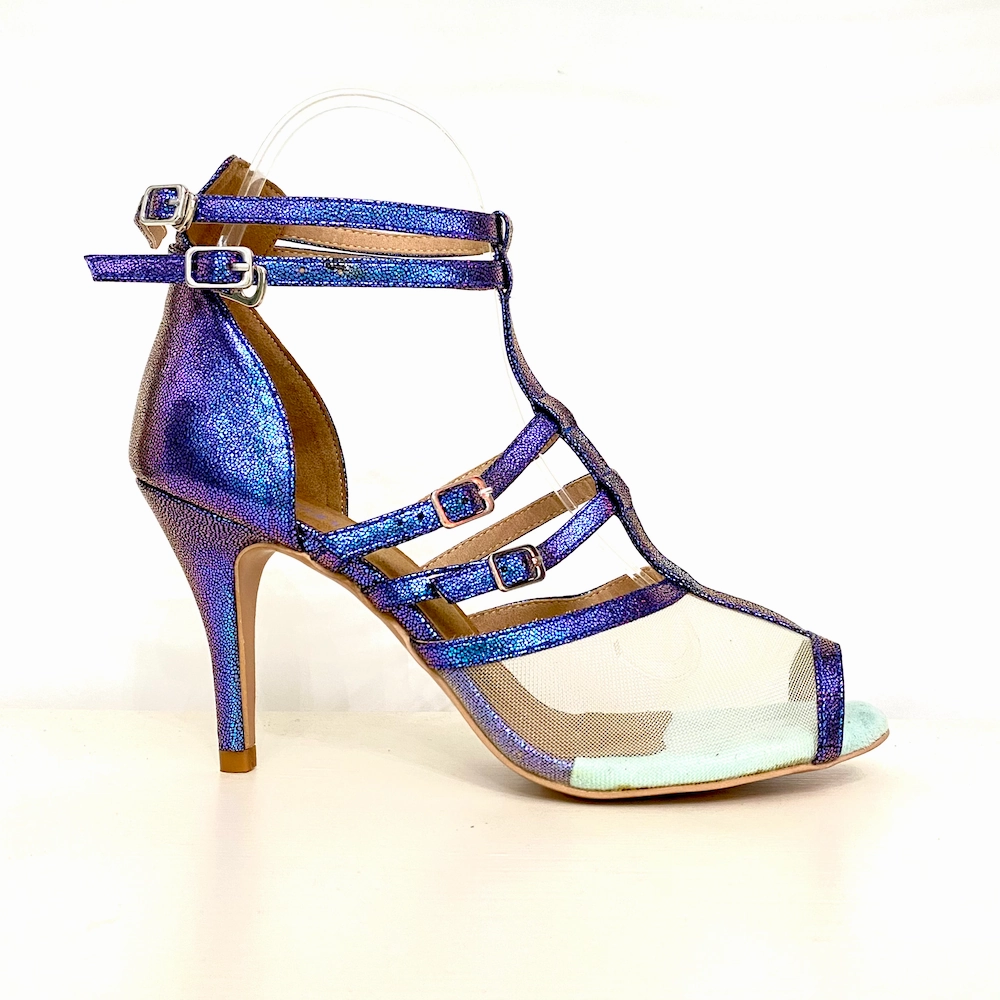 Arielle -  Mermaid look and mesh latin dance shoes (Street Sole) Daily Spark Metallic Shine