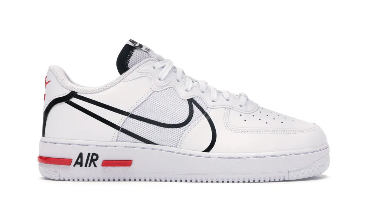 Nike Air Force 1 React White Black Red (GS) Pond Walk