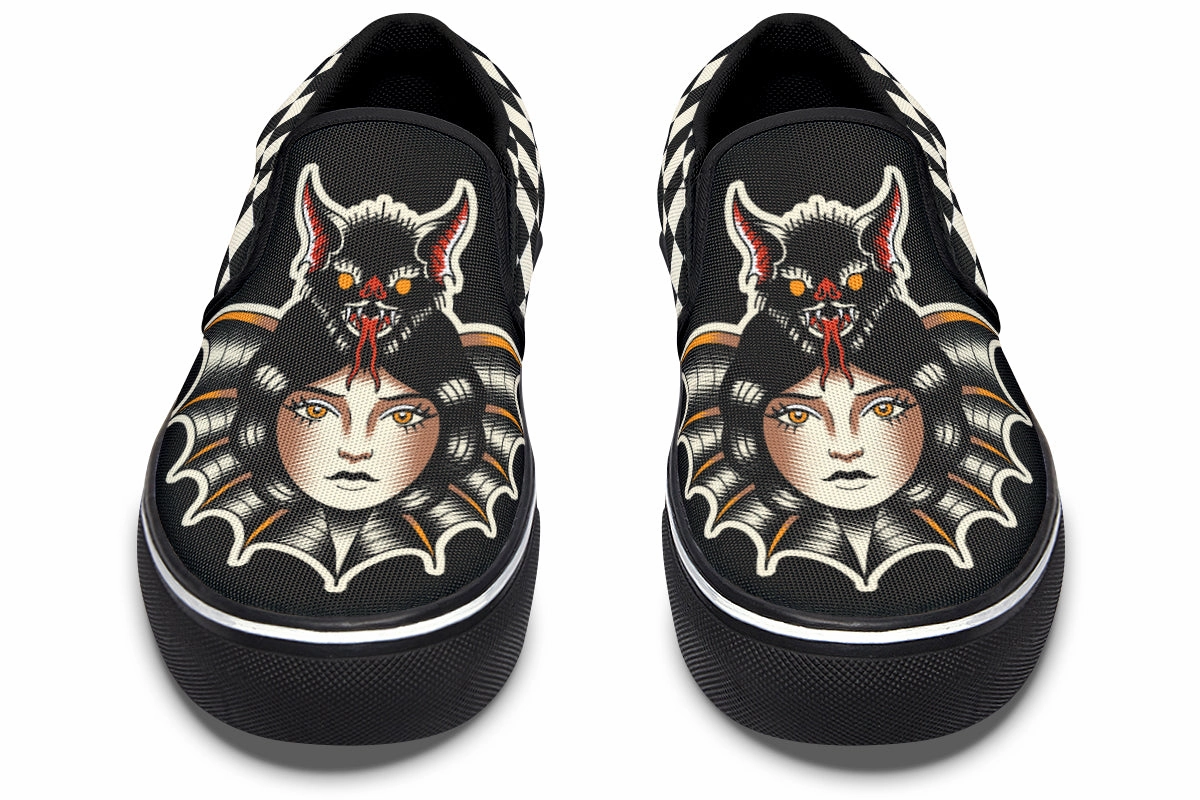 Green Core Bat Lady Slip On Shoes