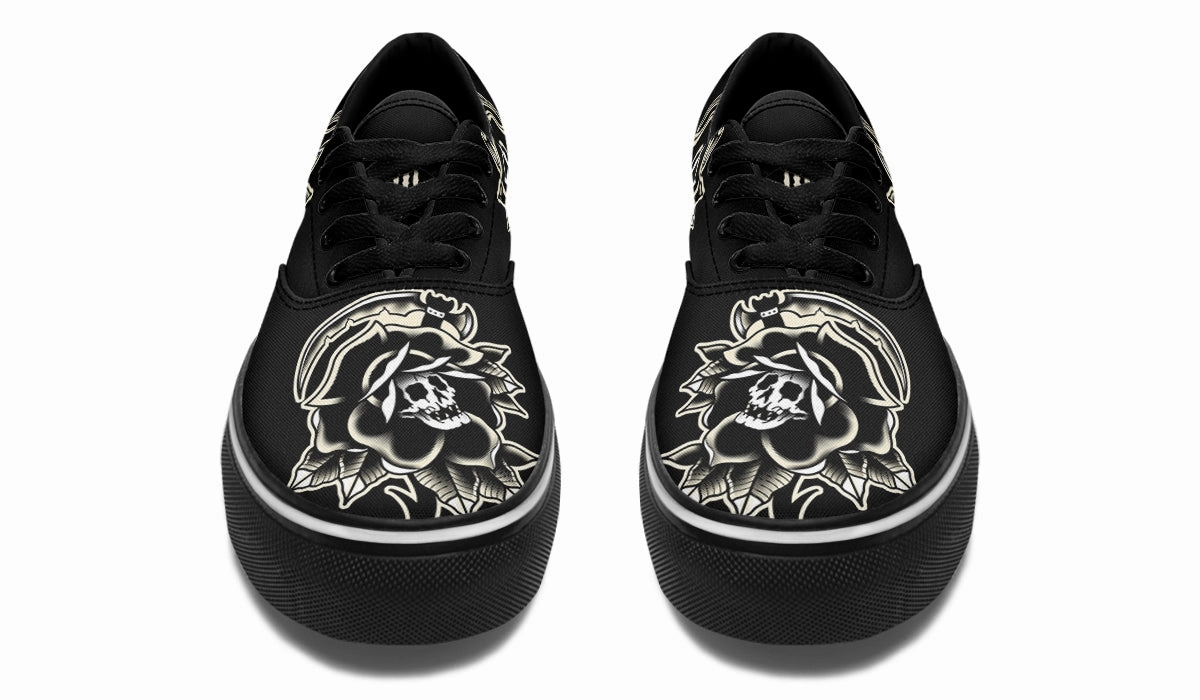 Happy Move Black Rose Scythe Skull Classic Shoes