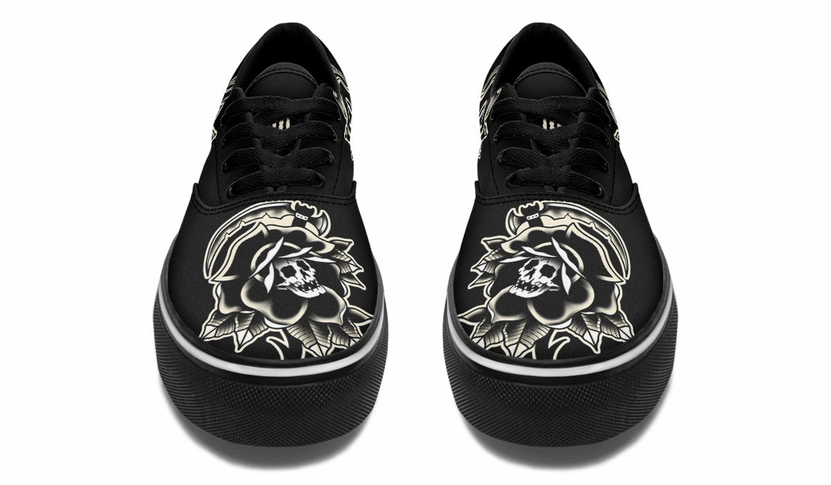 Happy Move Black Rose Scythe Skull Classic Shoes