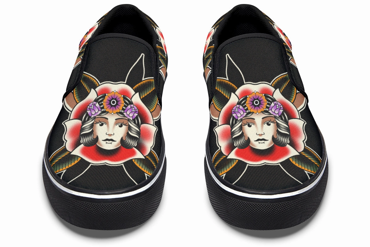 Blooming Girl Head Slip On Shoes Ankle Support