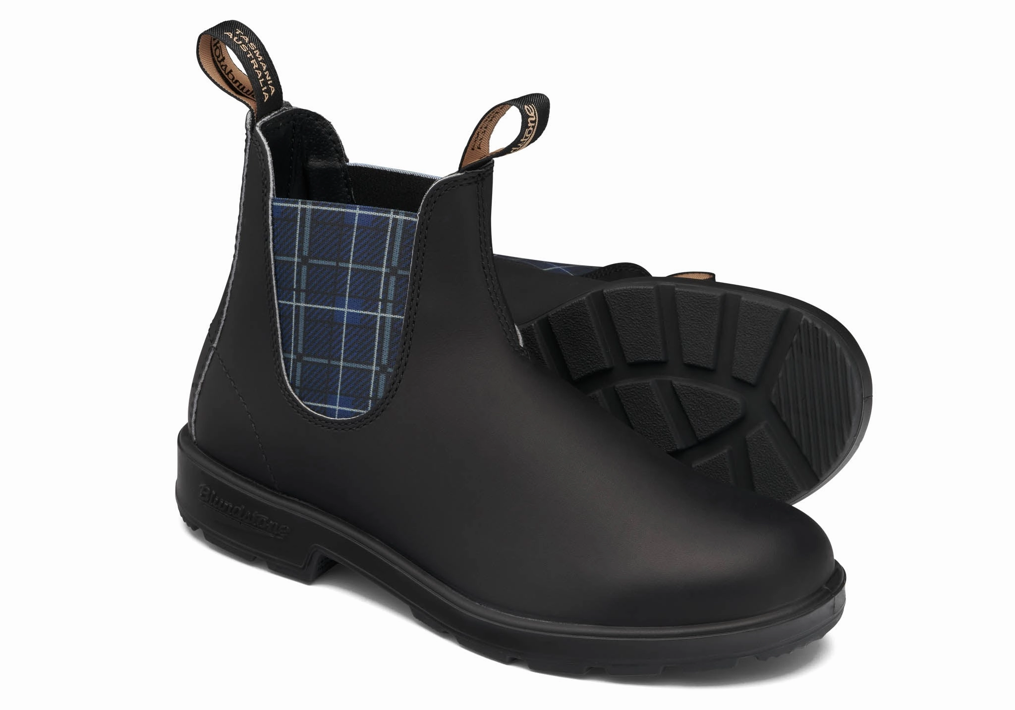 BLUNDSTONE 2102 - Original Black with Navy Tartan Elastic Sturdy Frame