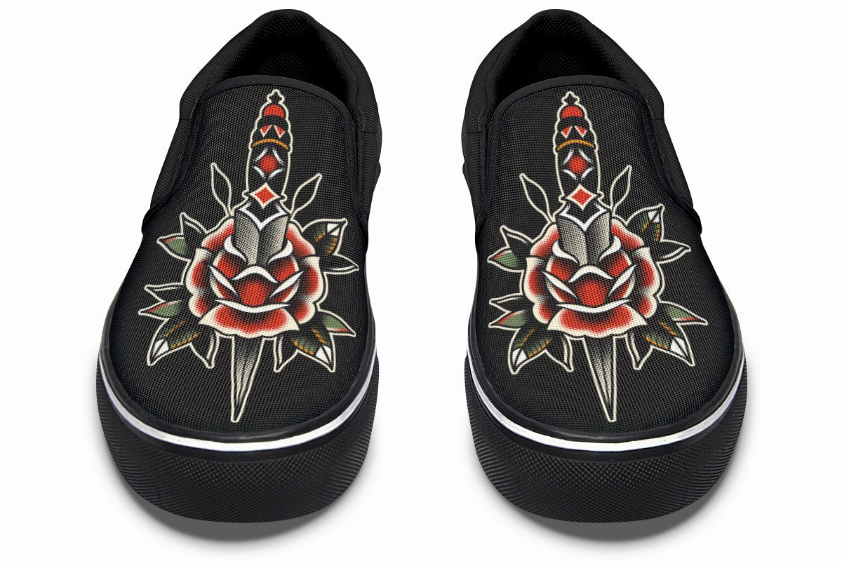 High Quality Dagger Rose Slip On Shoes