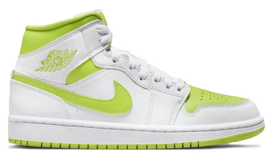 Jordan 1 Mid White Lime (W) Lightweight Form Casual Wear Hot Day