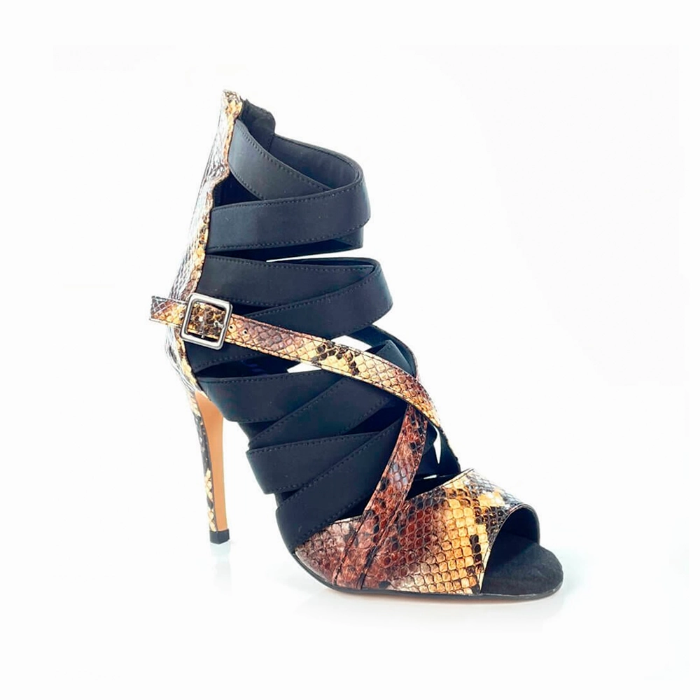 Stay Strapped - By Nicole Kirkland - Patent and Lycra Strappy Latin Dance Shoes (Street Sole) Gala Night