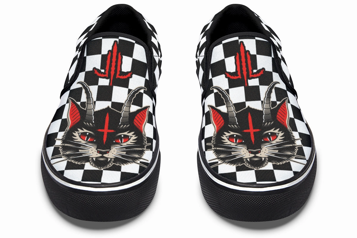 Move Light Light Step Cat Demon Checkered Slip On Shoes