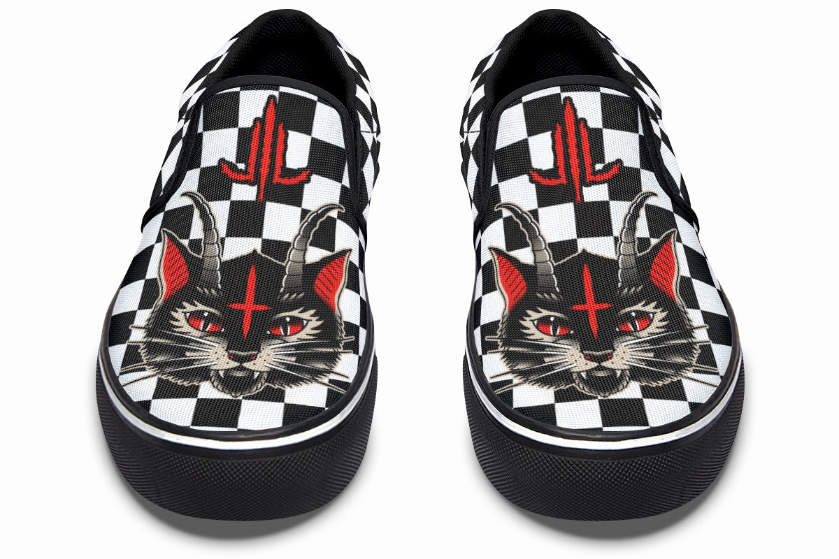 Move Light Light Step Cat Demon Checkered Slip On Shoes