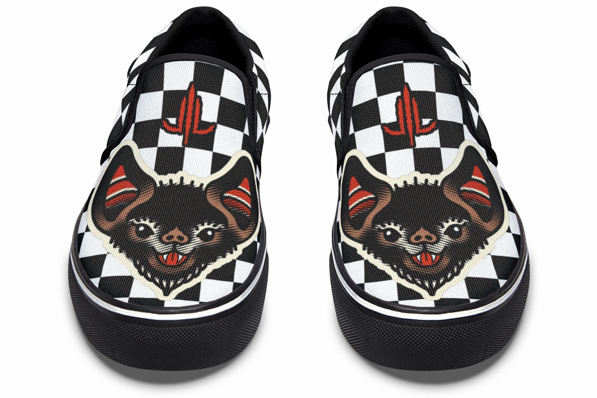 Checkered Bats V2 Slip On Shoes Comfort Strap Dad Pick