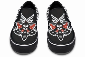 Checkered Death Moth Slip On Shoes Spring Bloom Skin Soft