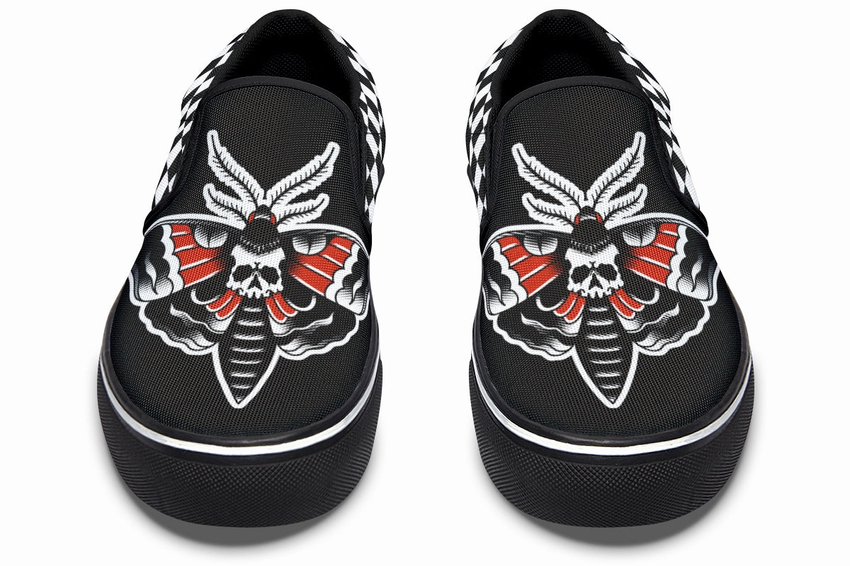 Urban Walk Checkered Death Moth Slip On Shoes