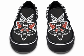 Checkered Death Moth Slip On Shoes Spring Bloom Skin Soft