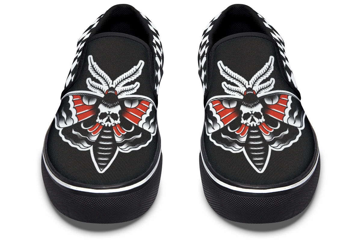 Urban Walk Checkered Death Moth Slip On Shoes