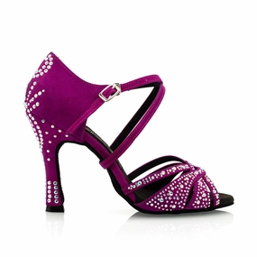 Louella - Fuschia Rhinestone 3.75" Latin and Ballroom Dance Shoes Trendy Boots Brunch Glam