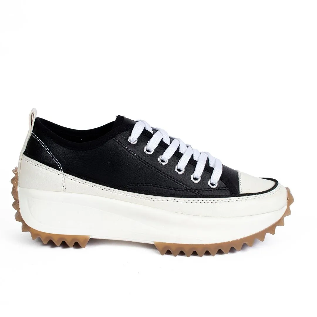 Chunky lace up sneakers with 2.03-inch heel.