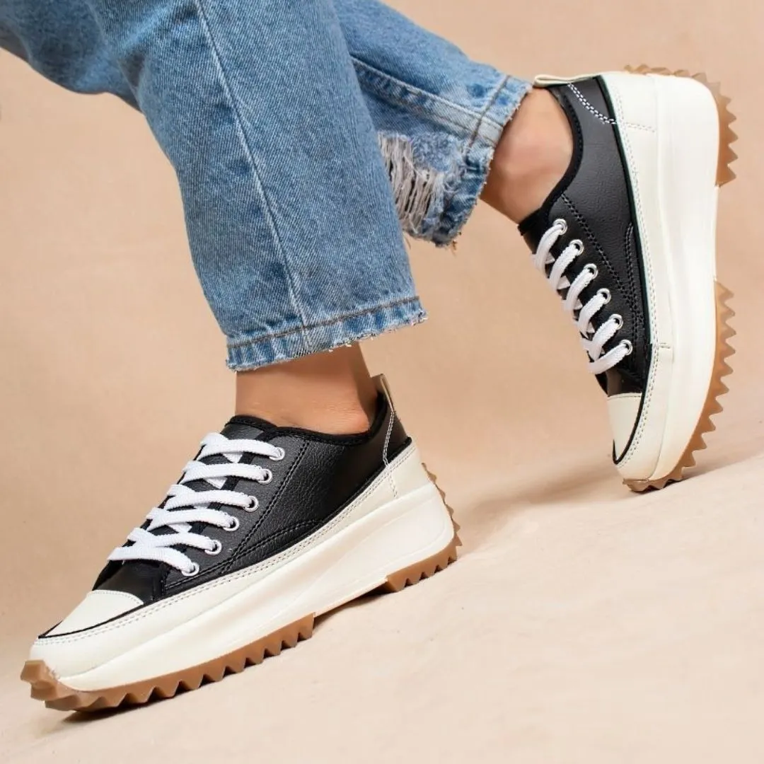 Chunky lace up sneakers with 2.03-inch heel.