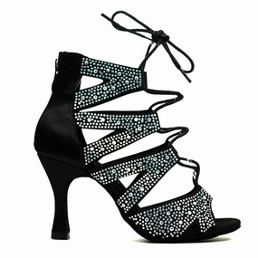 Selena - Adjustable Crystal Dance Bootie (Suede Sole) Day Glam Brunch Glam