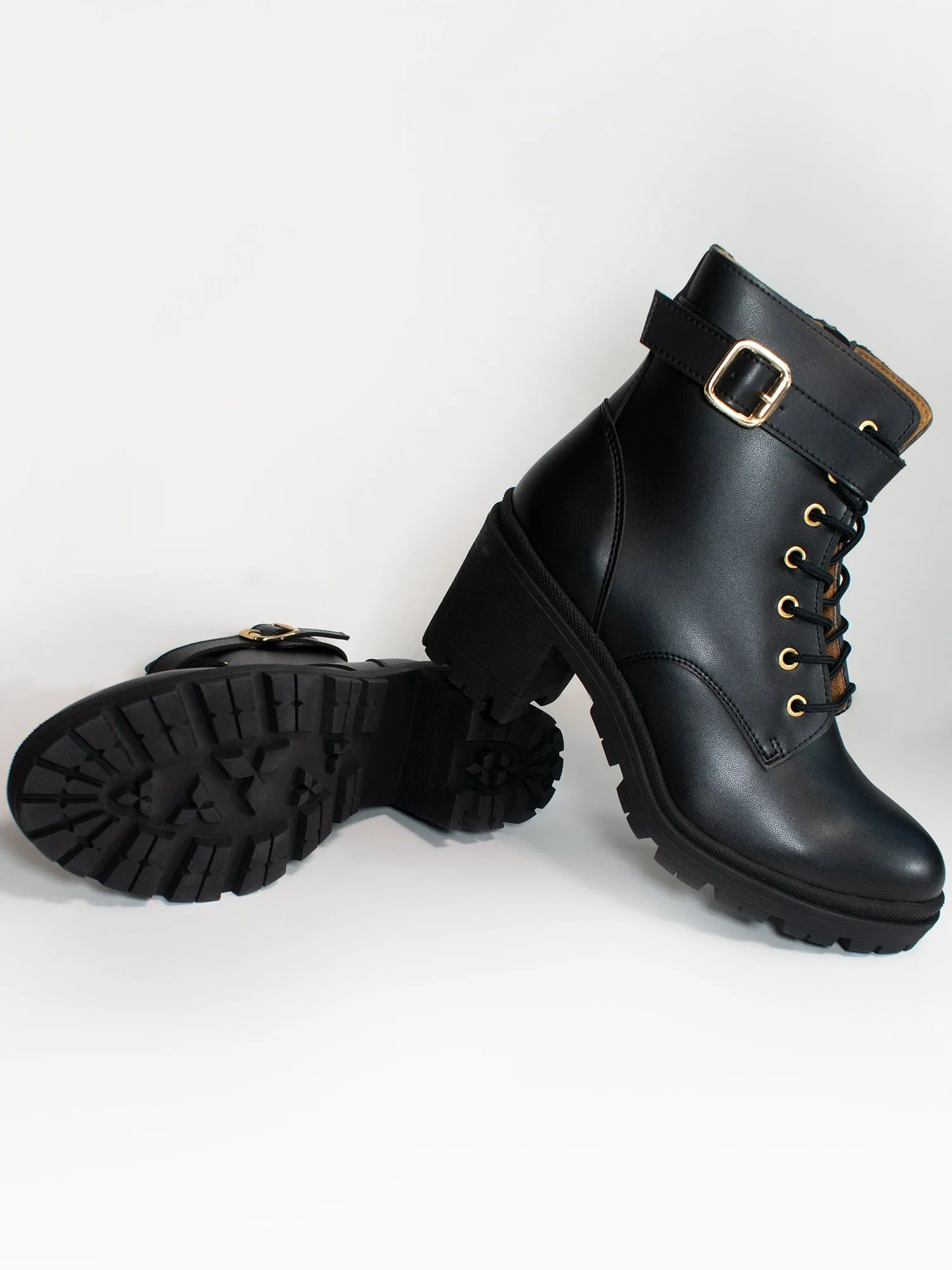 Lace Up Track Sole Booties Travel Easy