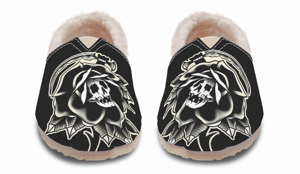 Brave Walk Black Rose Scythe Skull Winter Casual Shoes