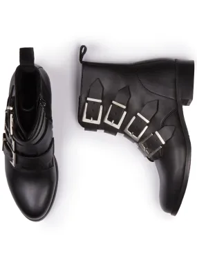 Secure Closure Hard Wear 4 Strap Biker Boots