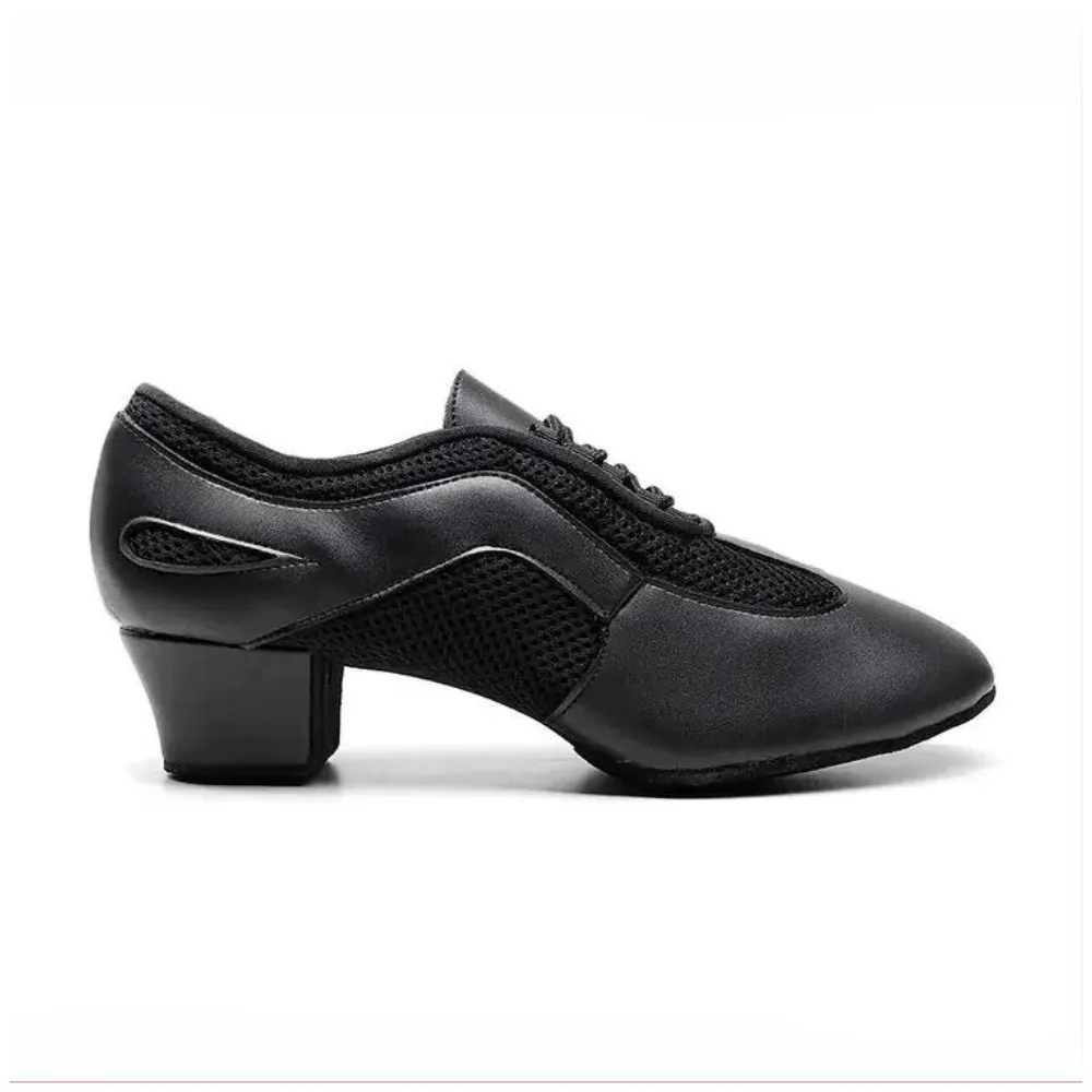 Flex Practice Soft Black Latin Dance Shoes ?C 1.5'' Heel with Suede Sole Walk Comfort