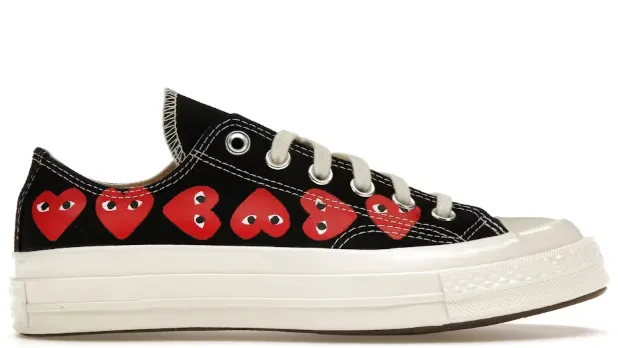 Timeless Fit Boat Walk Converse Chuck Taylor All Star 70 Ox Comme des Garcons Play Multi-Heart Black Red