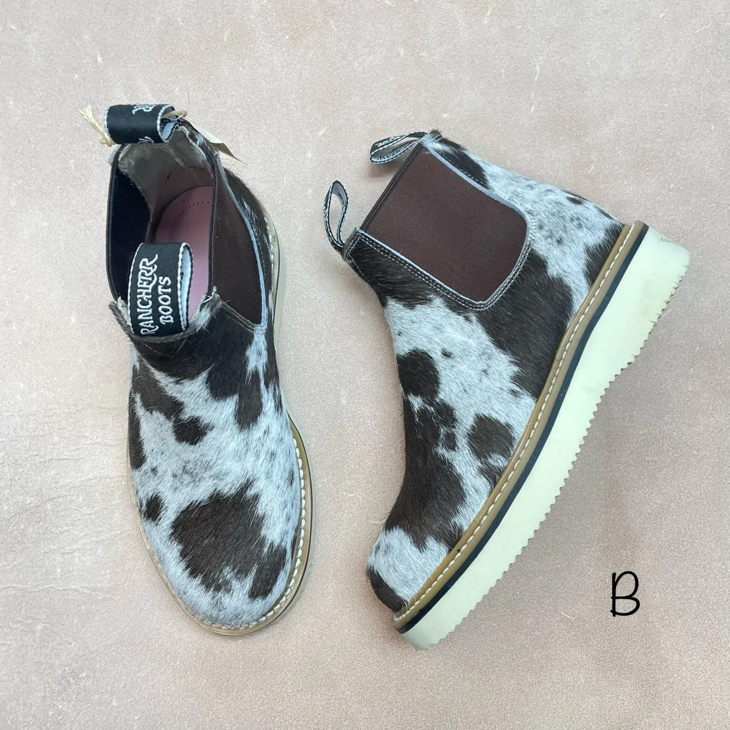 Cowhide Lechera - Size 6.5 Slim Profile Velvet Texture