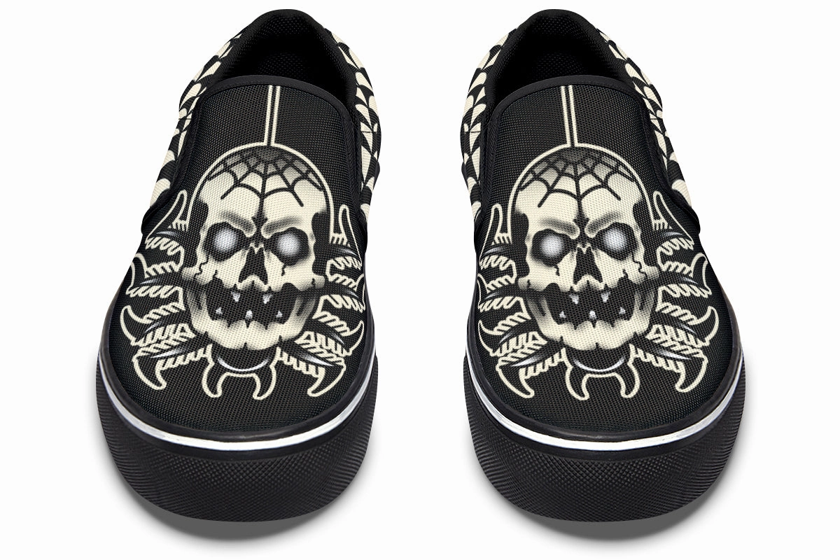 Frost Safe Bold Tone Skull Spider Slip On Shoes