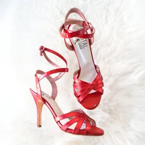 Diamante - Metallic Red Leather Tango Dance Shoes (Leather Sole) Swift Glide Autumn Cool