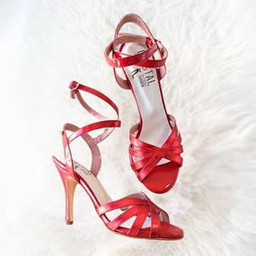 Diamante - Metallic Red Leather Tango Dance Shoes (Leather Sole) Swift Glide Autumn Cool