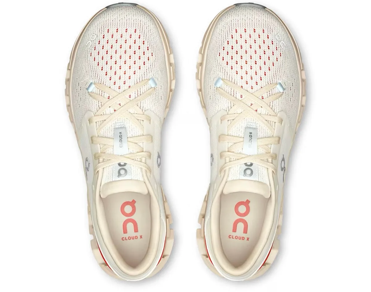 On Running Cloud X 4 Ivory Salmon (Women's) Mountain Strong Comfort Outsole