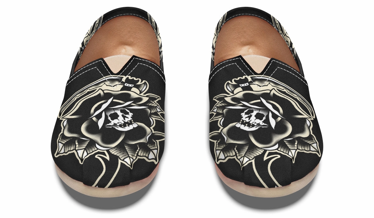 Digital Run Ice Grip Black Rose Scythe Skull Casual Shoes