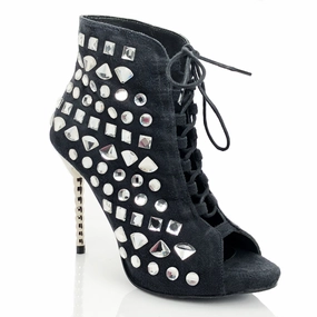 Heavy Duty Support Breathable Material Diamantina Crystal Ankle Boots ?C Latin Dance Booties with Heels