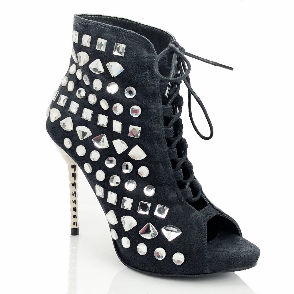 Fashionable Look Diamantina Crystal Ankle Boots ?C Latin Dance Booties with Heels