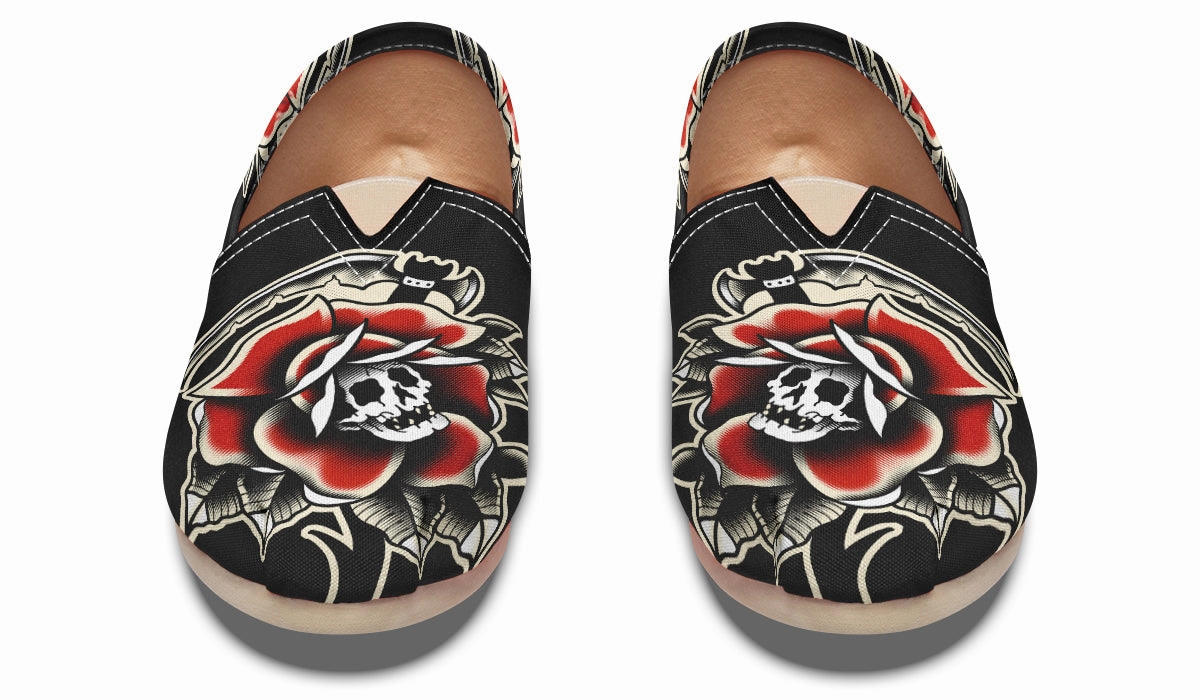 Red Rose Scythe Skull Casual Shoes Dream Walk Viral Pop