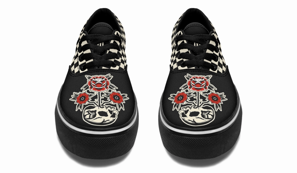 Skull Flowers Classic Shoes Hiking velcro