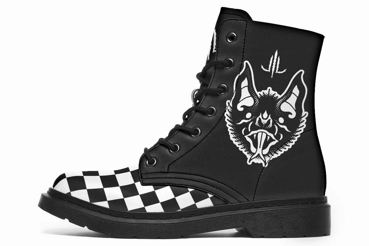 Traditional Checkered Bats Boots Soft Tone Campus Cool