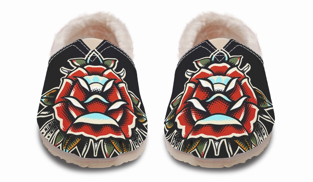 Dark Edge Wide Base Traditional Rose Winter Casual Shoes