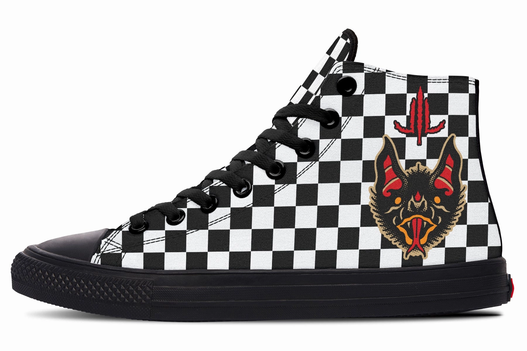 Work Vampire Bat Checkered High Tops