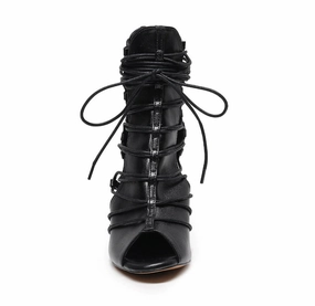 Karma - Black Bootie Side Lace Up Heel Dance Bootie (Street Sole) Stylish Footwear Point Cut