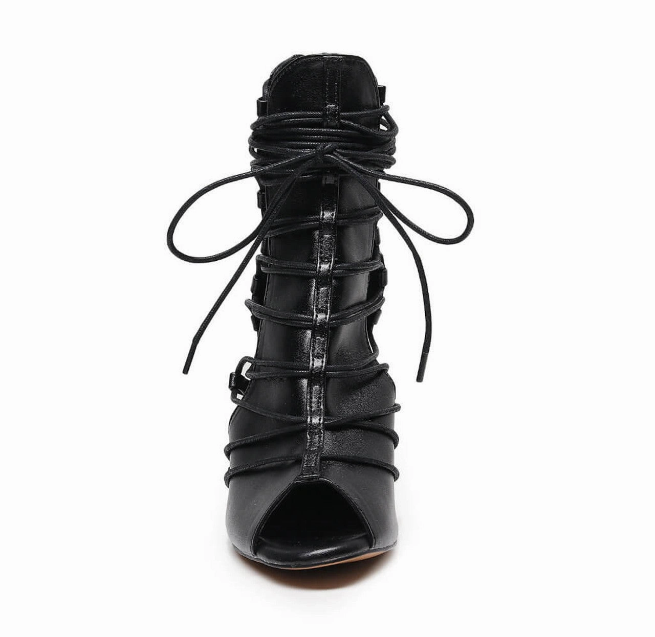 Run Proof Karma - Black Bootie Side Lace Up Heel Dance Bootie (Street Sole)