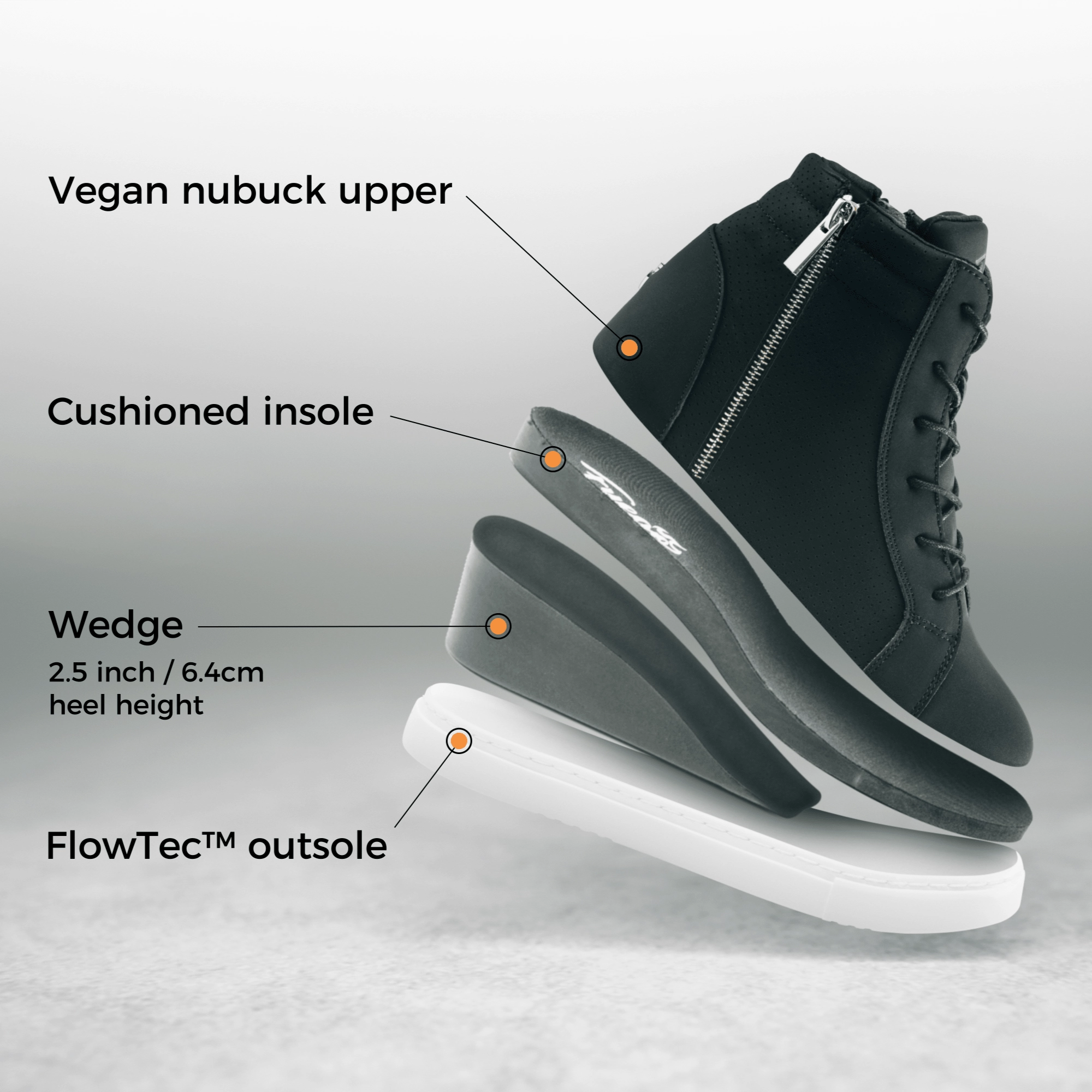 Fuego Dance Shoes Black | Wedge (Collective) Cushion Foam Foot Shape