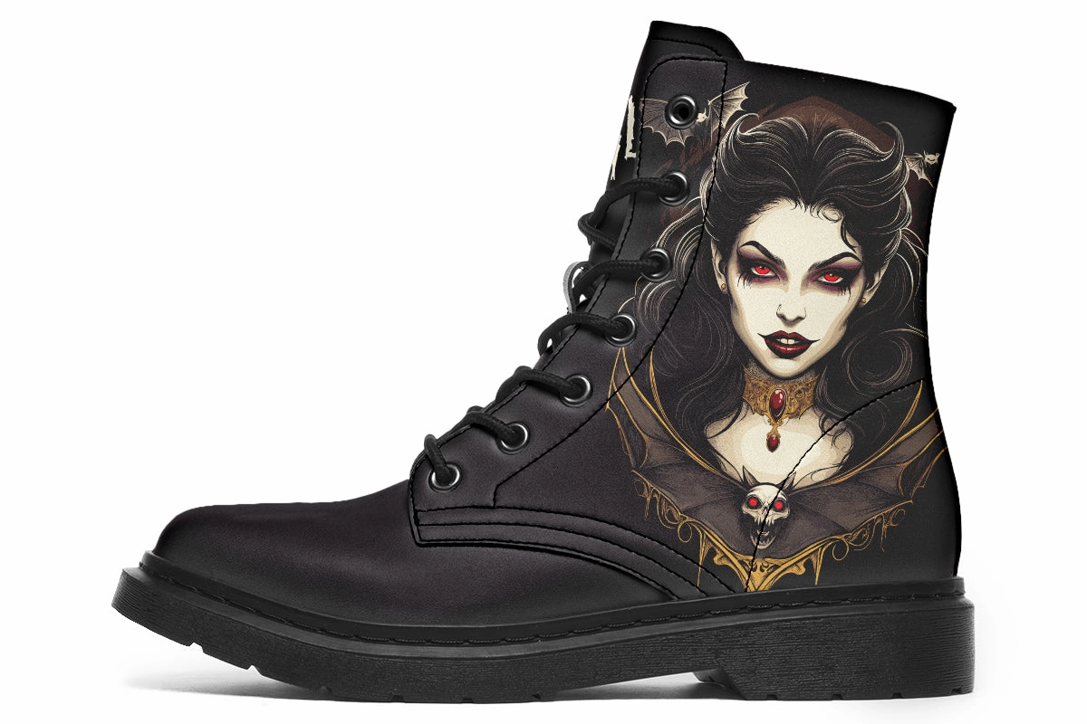 Neo Traditional Vampire Girl Boots Safe Land Fire Red
