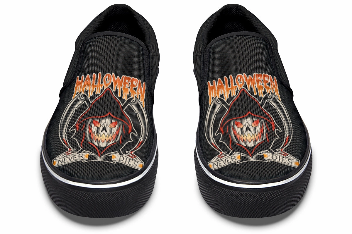 Leg Slim Rubber Sole Halloween Never Dies Slip On Shoes