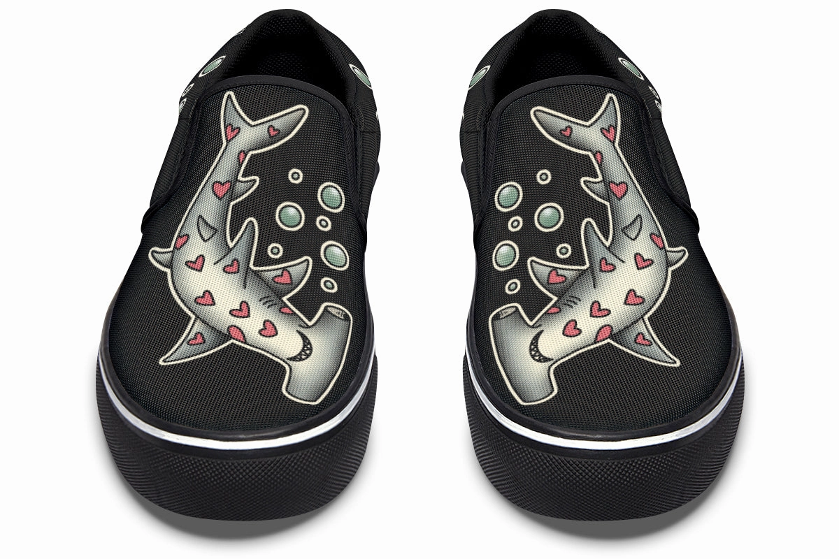 Soft Material Hammerhead Hearts Slip On Shoes