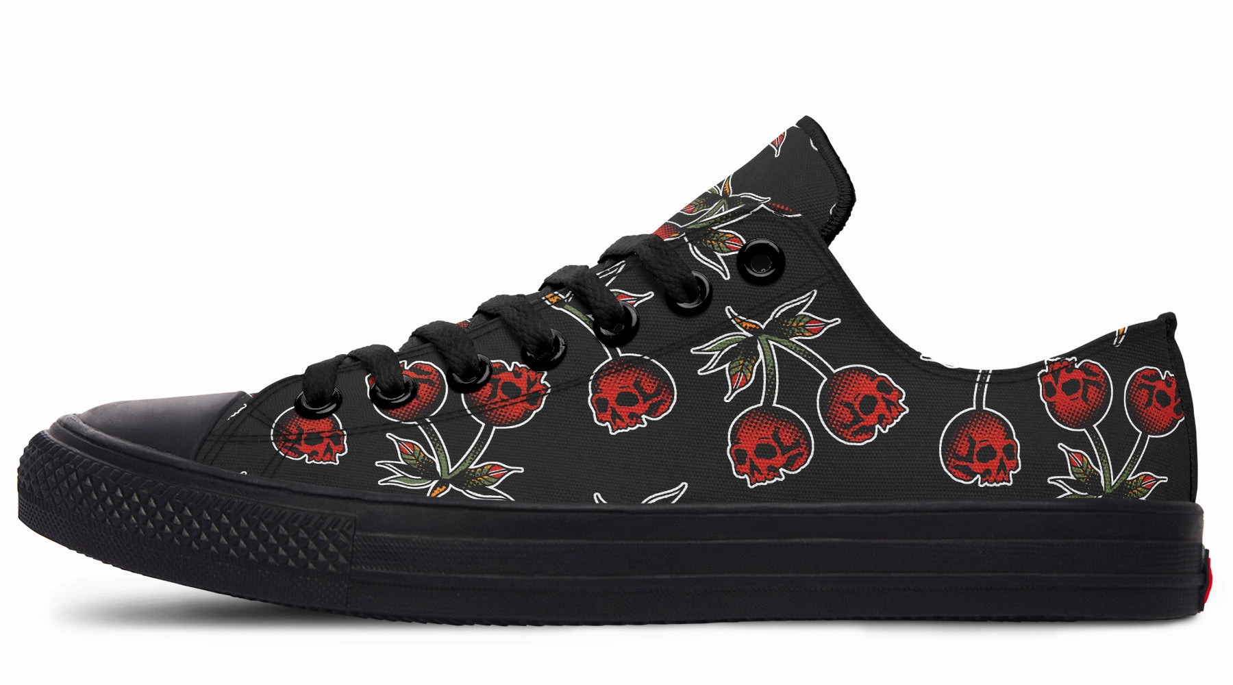 Durable Construction Skull Cherry Pattern Low Tops